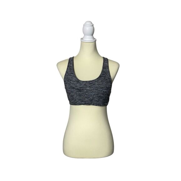 Holister Open Back Chriscross Black & Gray Spacedye Spots Bra Women's Size M - Picture 1 of 15